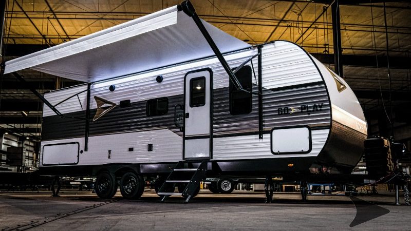 Go Play 26BHS- exterior profile of travel trailer