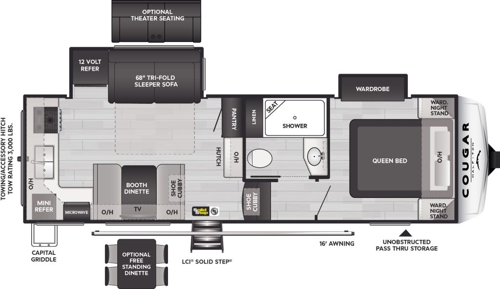 Floor plan of Keystone Cougar 23MLE