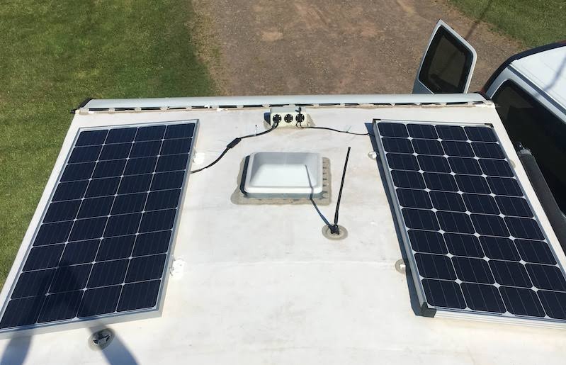 top of rv with solar panels