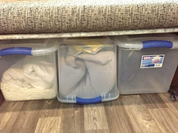 under dinette storage bins