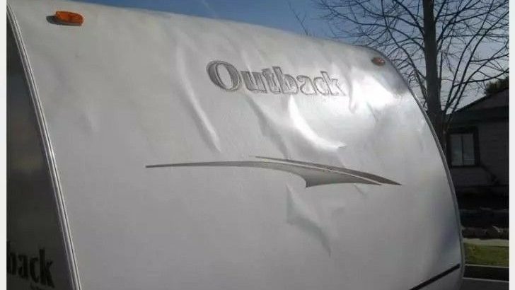 Outback camper with fiberglass delamination bubbles