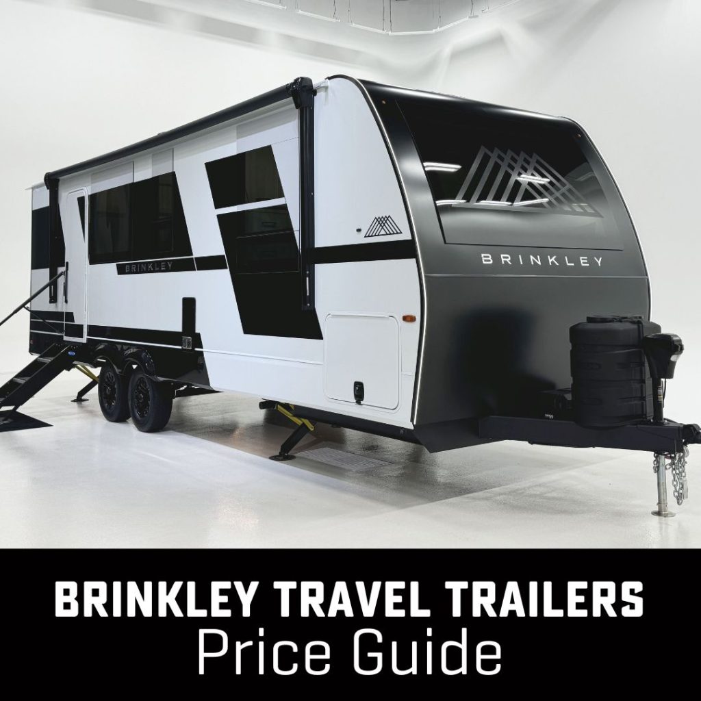 Brinkley travel trailer with text "What is the cost of a Brinkley travel trailer"