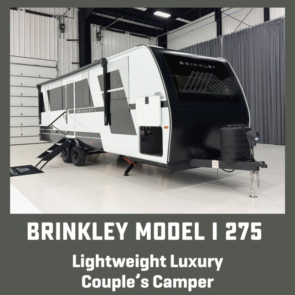 Brinkley I 275 camper with text "Lightweight Luxury Trailer"