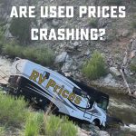 RV in crashed in Ditch with text, Are Used Prices Crashing